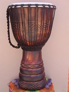 Beautiful 24" X 14" Djembe Deep Carved Hand Drum Bongo - Model # 60m19 - Free Head Cover