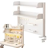 Scaffale da scrivania bianco con accessori per forniture per ufficio e cancelleria, scaffale a 3 strati per scrivania per computer, larghezza 60 cm