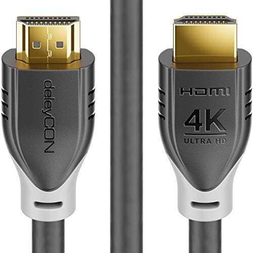 deleyCON 3.0m (9.84 ft.) HDMI Cable 2.0a/b - HDR 10+ UHD 2160p 4K@60Hz YUV 4:4:4 HDR HDCP 2.2 3D ARC Dolby Digital + Dolby Atmos - White Gray