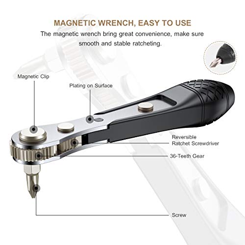 Image of GreaTalent S2 Steel Screwdriver Bit Set with 1 /4 inch Hex Shank Bits (54) | S2 Steel 1 /4 inch Hex Shank Magnetic Bit Holder, 36-Tooth Gear Wrench Handle for Tight Spaces
