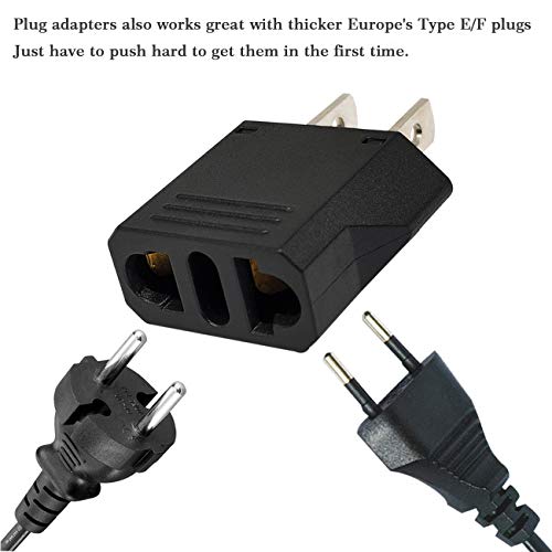 image for YXTH US Plug Adapter, Small European to US Plug Adapter, Black Europea