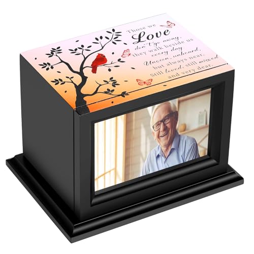 Cremation Urns for Human Ashes Adult Male or Female with Photo Frame, Human Urns for Ashes,Wooden Frame Urns Box and Casketï¼ŒMen Women Child,Burial Urn for Adults Up to 200 IBS