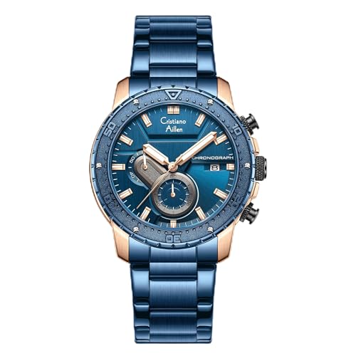 Image of Men's Analog Chronograph Watch for Men with Date Display, Luminous Hands, Water Resistant, Black Dial, Stainless Steel Strap, Casual & Formal Wrist Watch