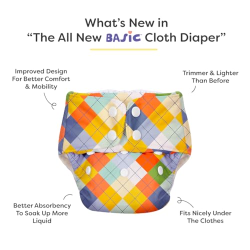 Image of SuperBottoms BASIC Cloth Diaper with UltraThin Dry Pad & 5 Disposable Easy Clean Top Sheets | Reusable & Washable | Adjustable Fit for Babies 3m-3y