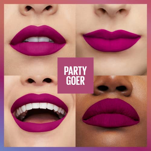 Maybelline New York Super Stay Matte Ink Liquid Lipstick, Transfer Proof, Long Lasting, Limited Edition Birthday Cake Scented Shades, Party Goer, 0.17 Fl Oz #TOP3