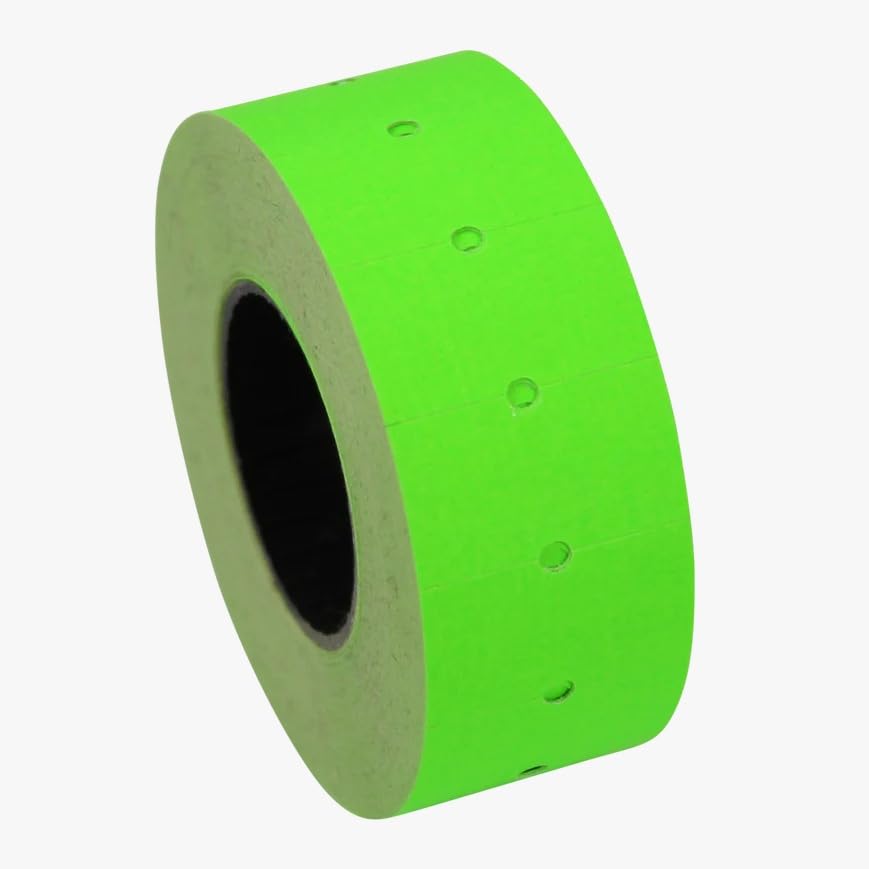 JIO CT1 21 x12 mm Price Gun Label Stickers Tags, Compatible with Avery, sato, Puma, Lynx, motex & Many More Price Gun Refill for Retail Shop and Tagging | Fl. Green -30 Roll