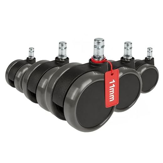 hjh OFFICE 619010 5x hårda golvrullar för kontorsstol ROLO penna 11 mm/rulle 65 mm rullstol hjul för hårda golv med smidig mjuk slitbana