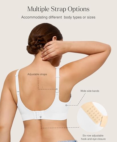 Image of Popilush Bras for Women No Underwire Seamless Wireless Support Bra Full Coverage Comfort T Shirt Bralette