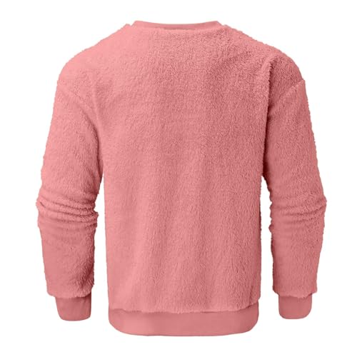 Mens Fuzzy Sherpa Sweatshirt Long Sleeve Fluffy Crew Neck Pullover Fall Winter Warm Tops Cozy Soft Pajamas Oversize4