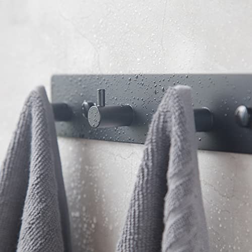 Black Adhesive Towel Hooks For Bathrooms Wall Mount No Drill Shower Heavy Duty Wall Hook Self Adhesive Towel Rack Stick On Wall Coats Hooks Stainless Steel Adhesive Hanger For Kitchen,Door,Key,4 Hooks #TOP6