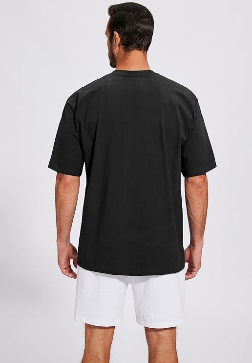 Men's Oversized T-Shirts Cotton Tee Heavyweight Unisex Short Sleeve Crew Neck Loose Fit Basic Tops - Image 7