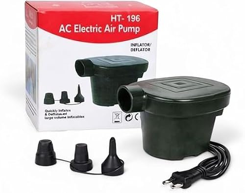 MEGA So - AC Electric Air Pump, Inflator and Deflator, 3 Nozzles Included, for Large Volume Inflatables, Boats, Pools, Air Matresses, Tents.
