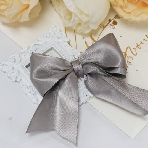 Image of Double Face Silver Satin Ribbon 2 inch X 25 Yards Polyester Silver Ribbon for Gift Wrapping Very Suitable for Weddings Party Invitation Decorations and More