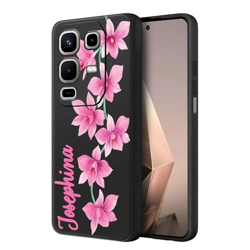 Image of Fashionury Back Cover Case for Infinix Note 50s 5G | Matte Soft Silicon Flexible | Camera Bump Protection | Customized Name with Your Phone Back Cover Black (Pattern 8)