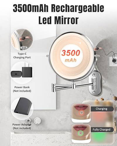 Image of 30X /1X 8 Inch Wall Mounted Magnifying Makeup Mirror with Light for Bathroom