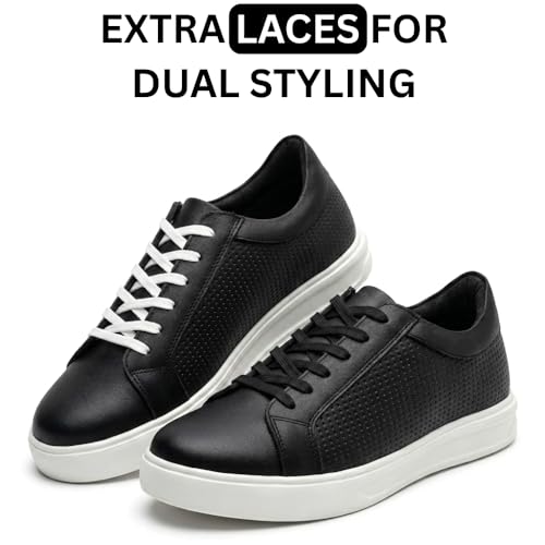Image of Leatherful Low Top Leather Sneaker for Men, Genuine Leather with Nappa Lining, Textured, Round Toe, Cushioned Insole