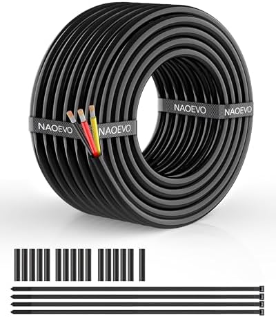NAOEVO 14 Gauge Wire 3 Conductor, 14 Gauge Automotive Wire 12V Cable, 30FT