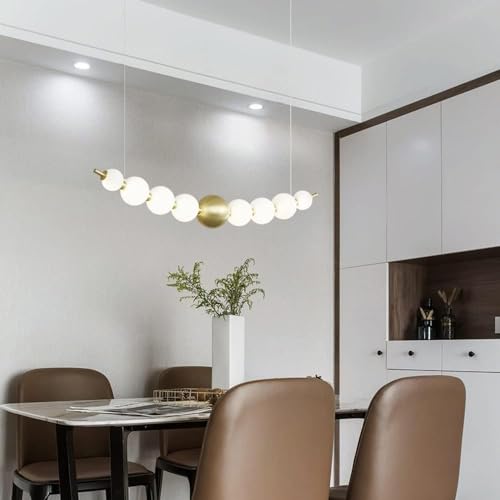 Lustre suspension LED en laiton doré pour plafond de salon et café moderne