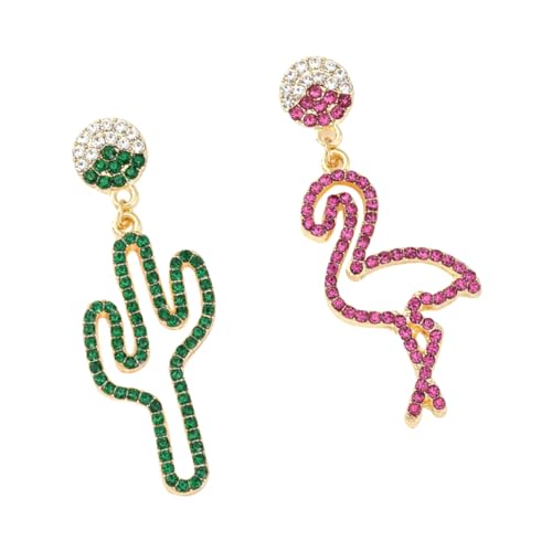 Boucles d'oreilles Cactus pour femmes, bijoux asymétriques tendance avec strass brillants