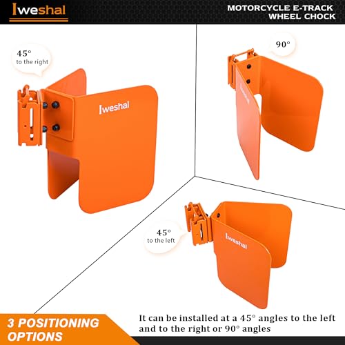 Image of 4 Pack E-Track Motorcycle Wheel Chock, E-Track Wheel Chock for Motorcycle, Bike and Dirt Bike, E-Track Accessories for Trailers, Trucks and Garage (Orange)
