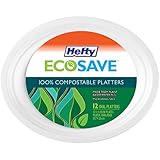 Hefty Ecosave Paper Oval Platter 100% Compostable, White, 12 Count