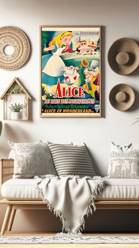 SUCCESS STORY Poster ALICE AUX PAYS DES MERVEILLES, Affiche film, Vintage, Déco murale (40X60) HQ (sans cadre)