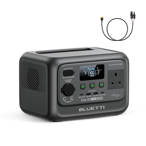 BLUETTI Elite 30 V2 Portable Power Station with Solar Charging Cable | 288 Wh LFP Battery, 600W AC Output (Power Lifting 1500W), Solar Generator for Camping, Vans, Travel(shipped separately)