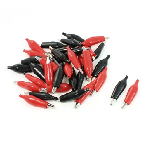Pinza cocodrilo de metal de 45 mm para sonda de prueba electrica en colores rojo y negro, 36 uds 2