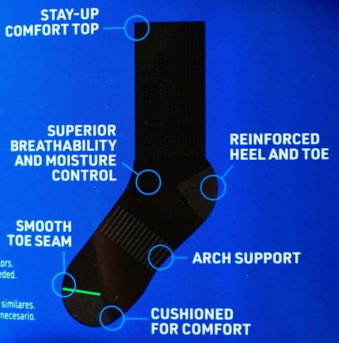 Member's Mark Men's Crew Socks Black Made in USA, Shoe Size 6-12, 10 Pairs3