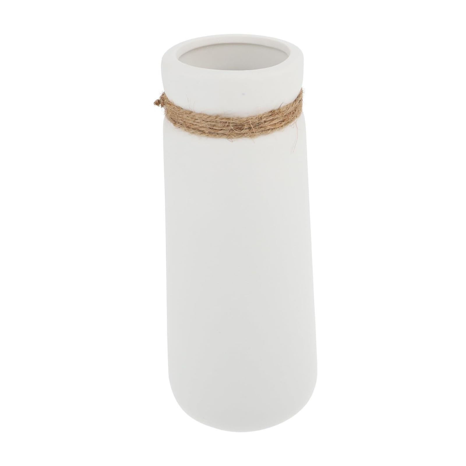 Vintage Ceramic Flower Vase With Natural Jute Rope White Dry Holder Decor Floral Arrangement Housewarming Gift