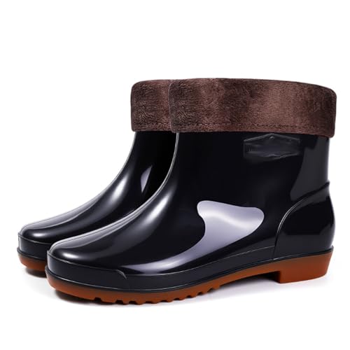 [LIEWEI Boutique RIBEN] �����Y�L�b�`���h�����C���u�[�c�A���V���[�gPVC���[�N�u�[�c�A����~�߃\�[���t���A�t�H�p(Black 1,28)