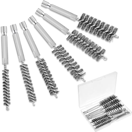 MEZOKUCEL Spazzole per Fori in Acciaio Inossidabile, Spazzole a Filo per Cilindri Acciaio Inox, 6 Pezzi (6)