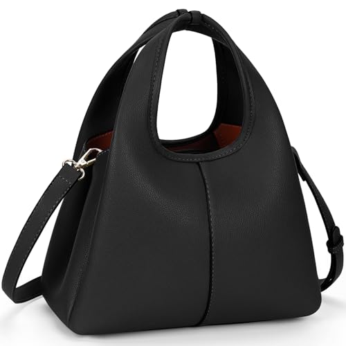 Bolsa feminina com alça superior pequena bolsa Hobo moderna bolsa transversal bolsa de ombro de couro sintético bolsa bolsa bolsa de ombro, Preto, Small, Tendência
