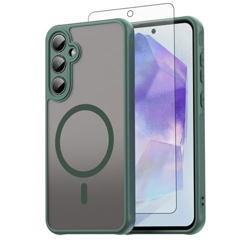 Coque Samsung Galaxy A55 5G élégante protection militaire mate et anneau MagSafe