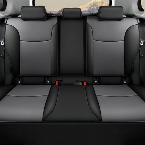 Image of AOMSAZTO Custom Fit for Toyota Corolla Cross Hybrid 2023 2024 2025 Faux Leather Car Seat Covers Full Set Compatible Airbag Corolla Cross Hybrid S,SE,XSE Seat Protector Sedan Black+Grey