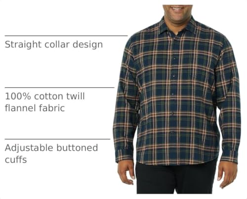 Image of Amazon Essentials Men's Regular Fit Long-Sleeve Flannel Shirt, Soft Brushed Cotton, Lightweight yet Warm