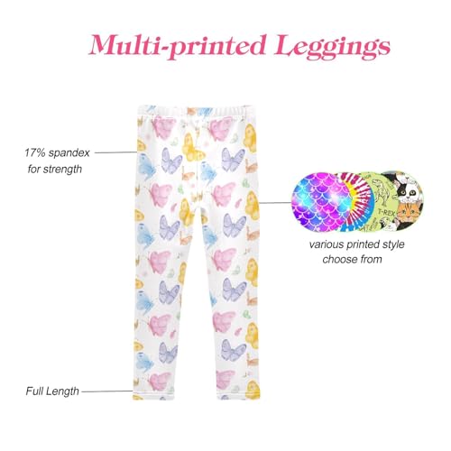 CaTaKu Girls Leggings Rose Butterfly Leggings for Girls Kids Athletic Workout Yoga Pants Size 4-10T4