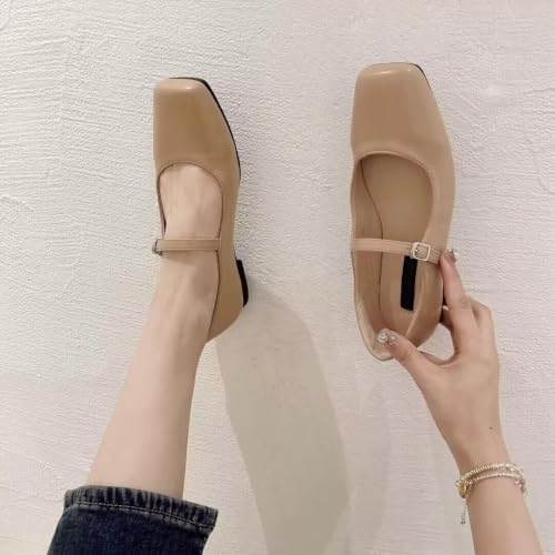 Image of TN TANGNEST Leather Flats for Women Retro Mary Jane Flats