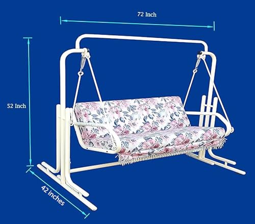 Image of s k modern art Swing with Stand | Jhula for Adults with Cushion for Home /Patio (Three Seater, White)