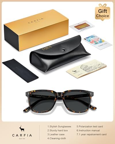 CARFIA Acetate Polarized Sunglasses for Women UV400 Protection CA5354 - 5