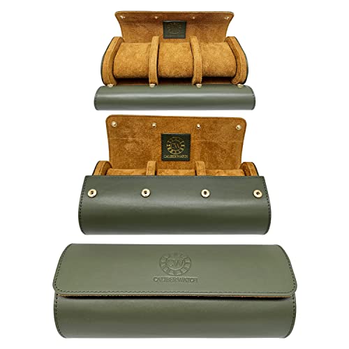 Image of Genuine Napa Leather Watch Roll Travel Case for 3 Watches - Travel Watch Rolls and Leather Watch Display Cases with Velvet Interior - Watch Storage Organizer Men's