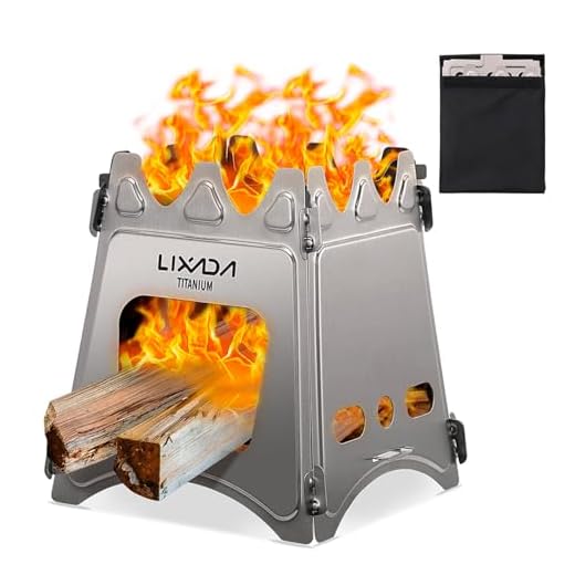 Lixada Camping Stove Portable Wood Burning Stove Titanium Wood Stove Lightweight Backpacking Stove Folding Camp Stove for Outdoor Cooking Hiking Camping Backpacking Picnic BBQ and Survival