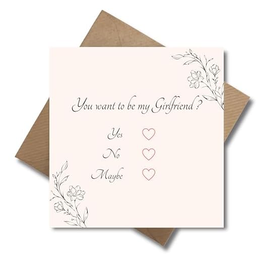 WBdesignz Fragekarte „You want to be my Girlfriend?“ mit Umschlag – romantische Liebeskarte zum Ankreuzen - zum Verlieben, Flirten & Verschenken - quadratisch (125 x 125 mm)