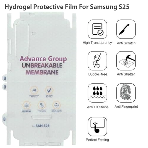 Image of NISHTECH Matte Finish Full Body Cover Back Protector Compatible with Samsung Galaxy S25 5G | Unbreakable Membrane Scratch Guard Full Fit Protective, Case Friendly, (Back & Side) (Pack of 1)