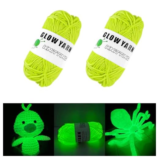 Hilo luminoso para tejer a mano, 2 unidades, hilo de punto brillante en la oscuridad, tejido de poliéster para tejer a mano, hilo luminoso, lana luminosa, tejido para manualidades (amarillo