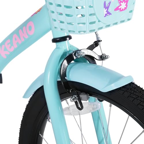 Image of KEANO Zinnia 14 16 20 Inch Kids Bike for Girls Ages 3-10 Years, Girls' Bikes with Training Wheels, Streamers, Basket and Doll Seat, Children Bicycles