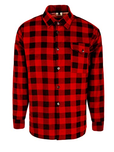 NYS NEW YORK STYLE Chemise en flanelle pour homme - Chemise rouge à manches longues - Chemise traditionnelle pour homme - Chemise en bois - Veste bûcheron pour homme - Chemise à carreaux, rouge, M Cover