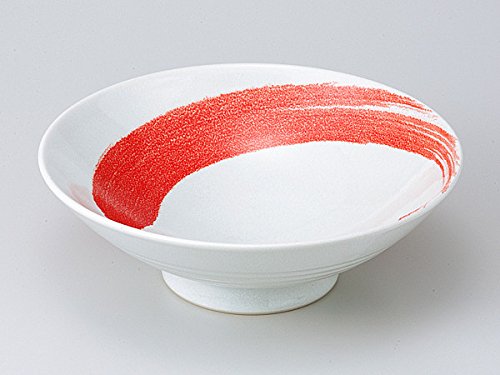 Red Brush Ceramic Noodle Bowl