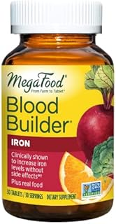 MegaFood Blood Builder - Iron Supplement Shown to Increase Iron Levels without Nausea or Constipation - Energy Support with Iron, Vitamin B12, and Folic Acid - Vegan - 30 Tabs