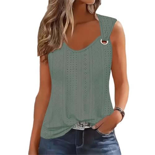 Camisola con tirantes bordados GUOYUXIAO top sin mangas escote en V ajustable de algodon suave